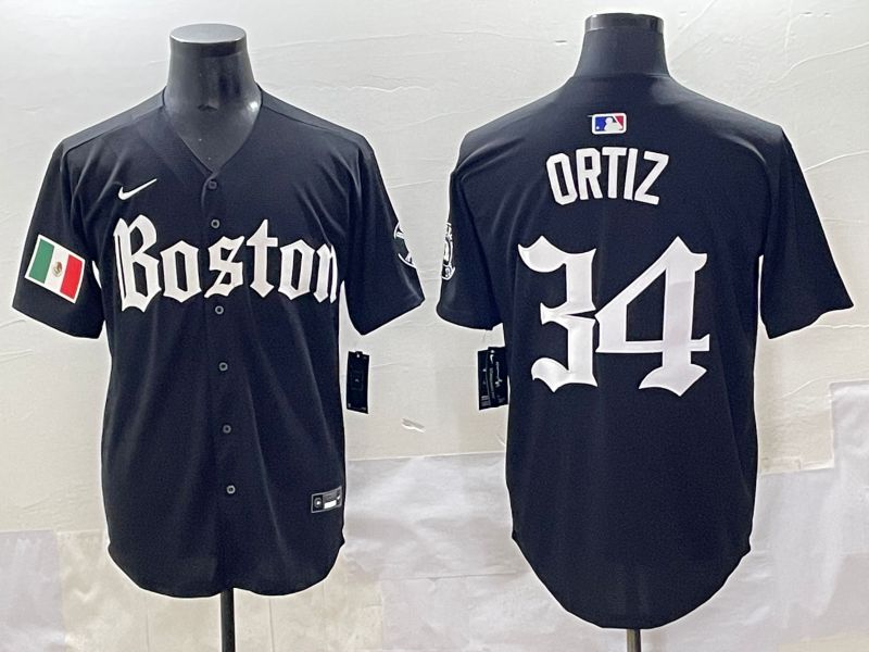 Men 2025 Boston Red Sox #34 Ortiz Black Five generations Joint Name Nike MLB Jersey style 18->boston red sox->MLB Jersey
